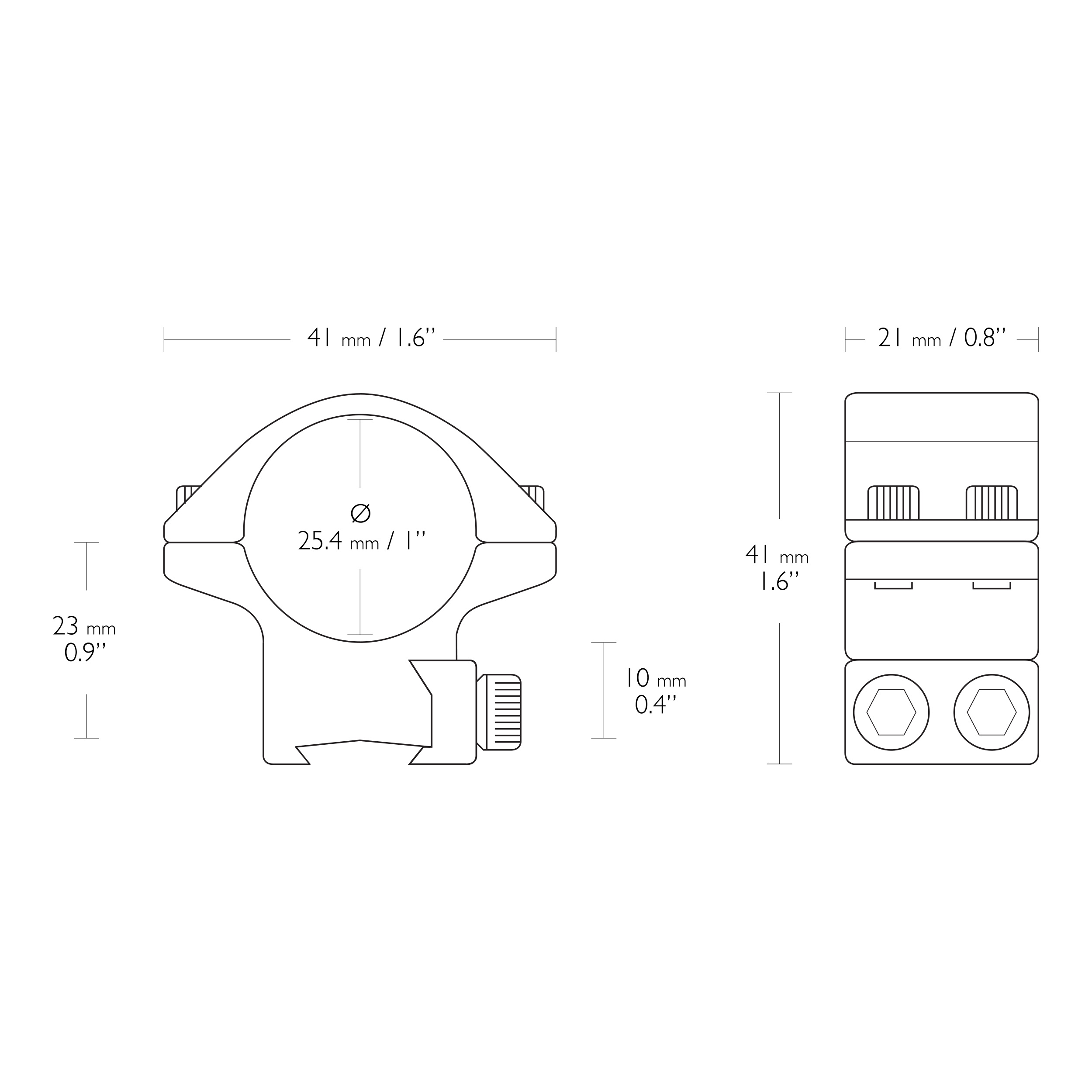 Montaż lunety Hawke Match niski 1" Dovetail na szynę 11 mm - obrazek 2