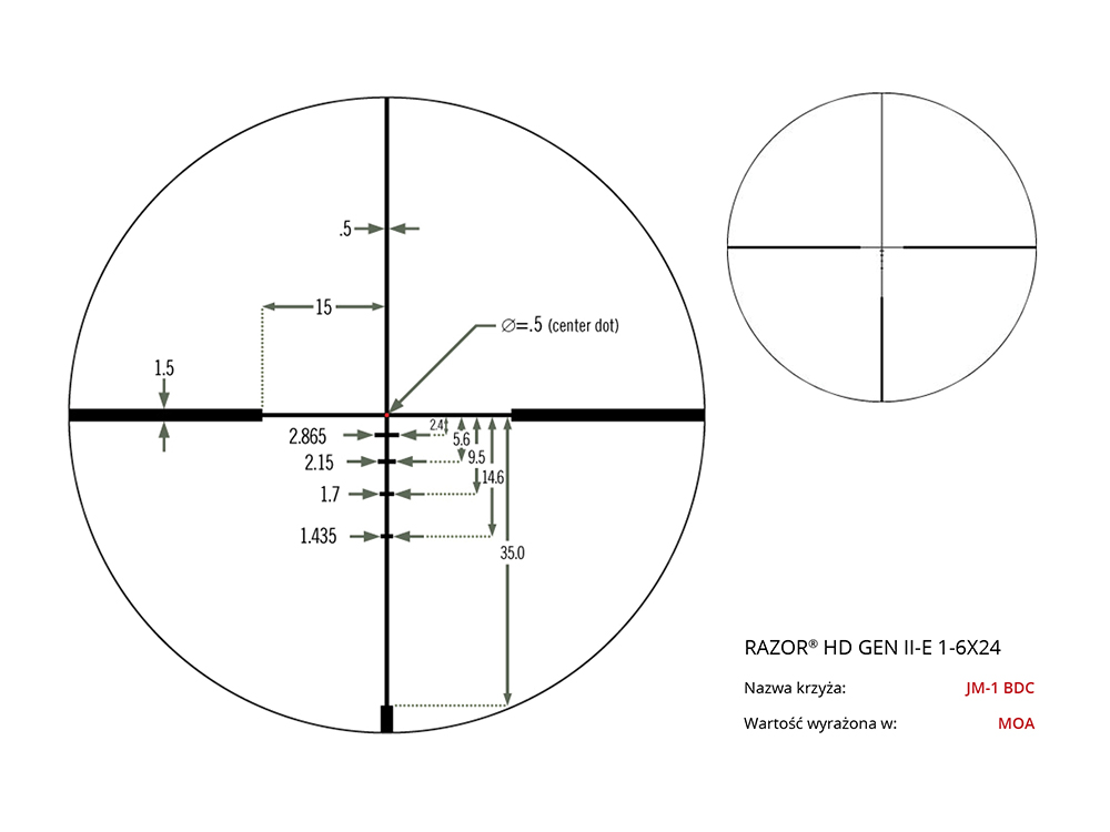 Luneta celownicza Vortex Razor II HD-E 1-6x24 30 mm JM-1/VMR-2 - obrazek 9