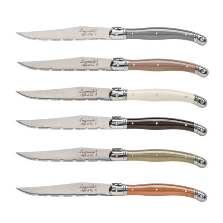 Nóż Laguiole do steków z stali nierdzewnej 6 sztuk w bloku drewnianym