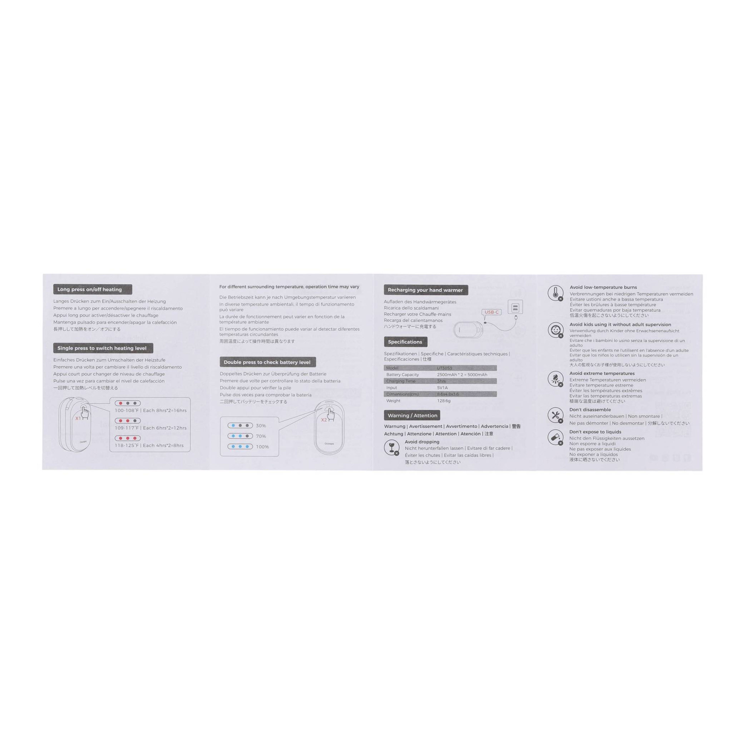 Ogrzewacz elektroniczny do rąk Ocoopa UT3 czarno-różowy - obrazek 8