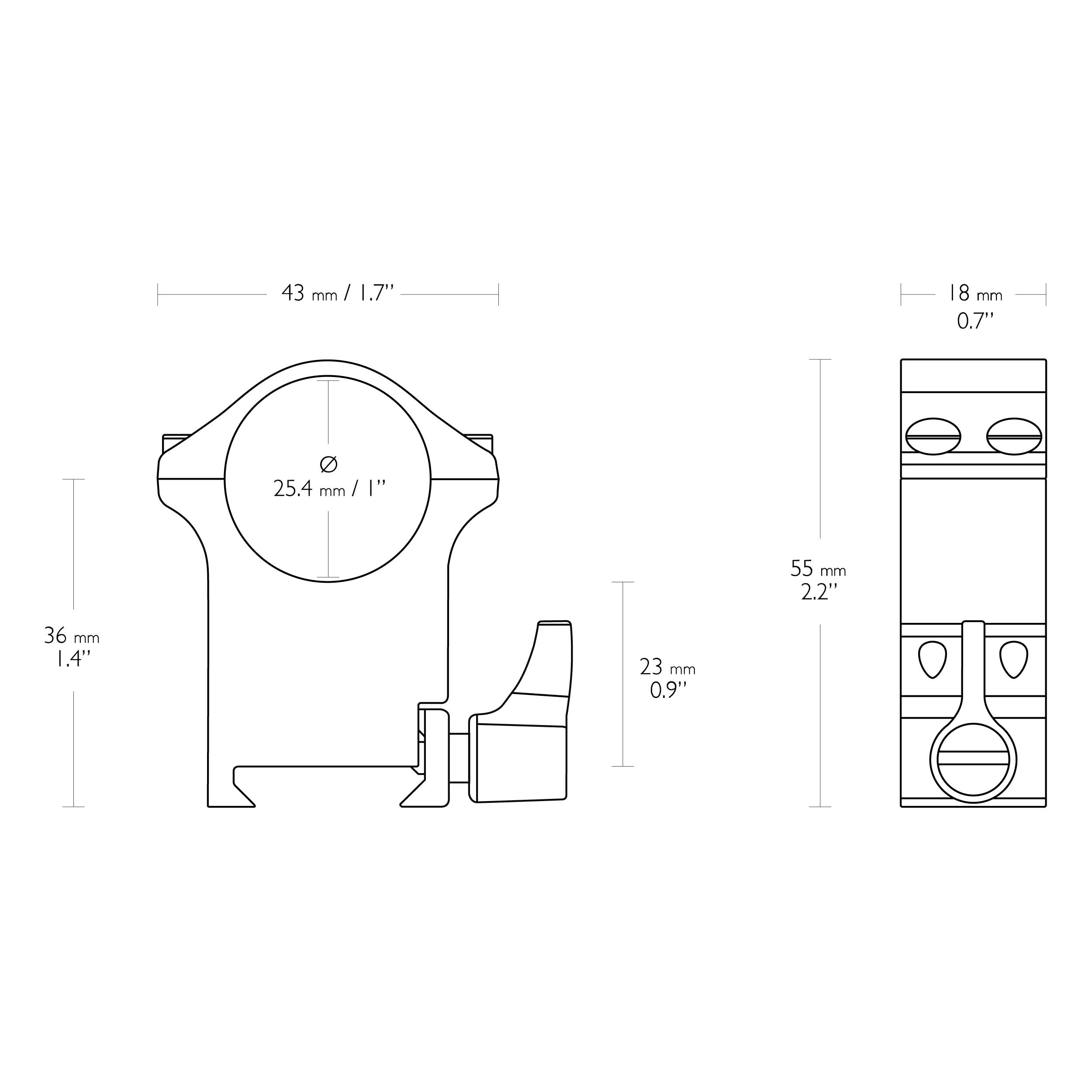 Montaż lunety Hawke Professional Steel bardzo wysoki 1" Weaver - obrazek 2
