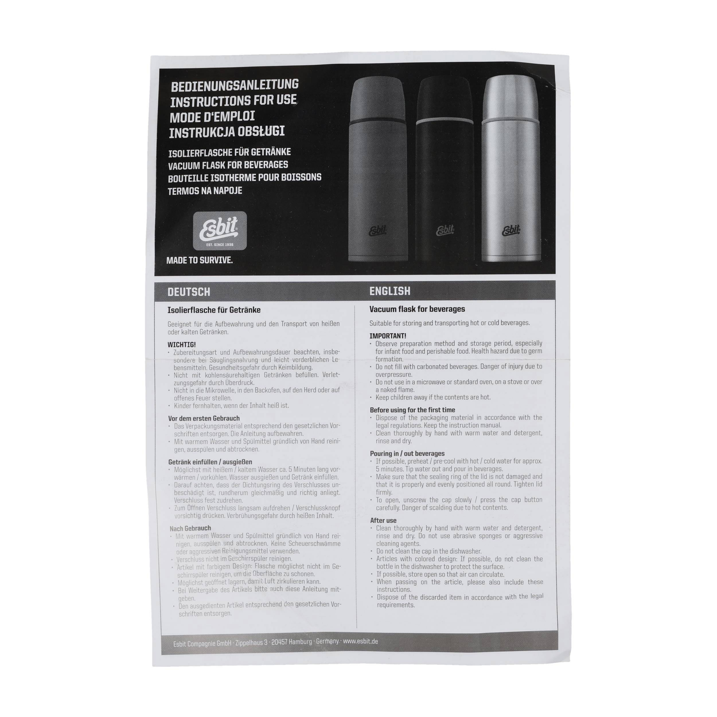 Termos Esbit klasyczny - Vacuum Flask 1 l czarny - obrazek 9