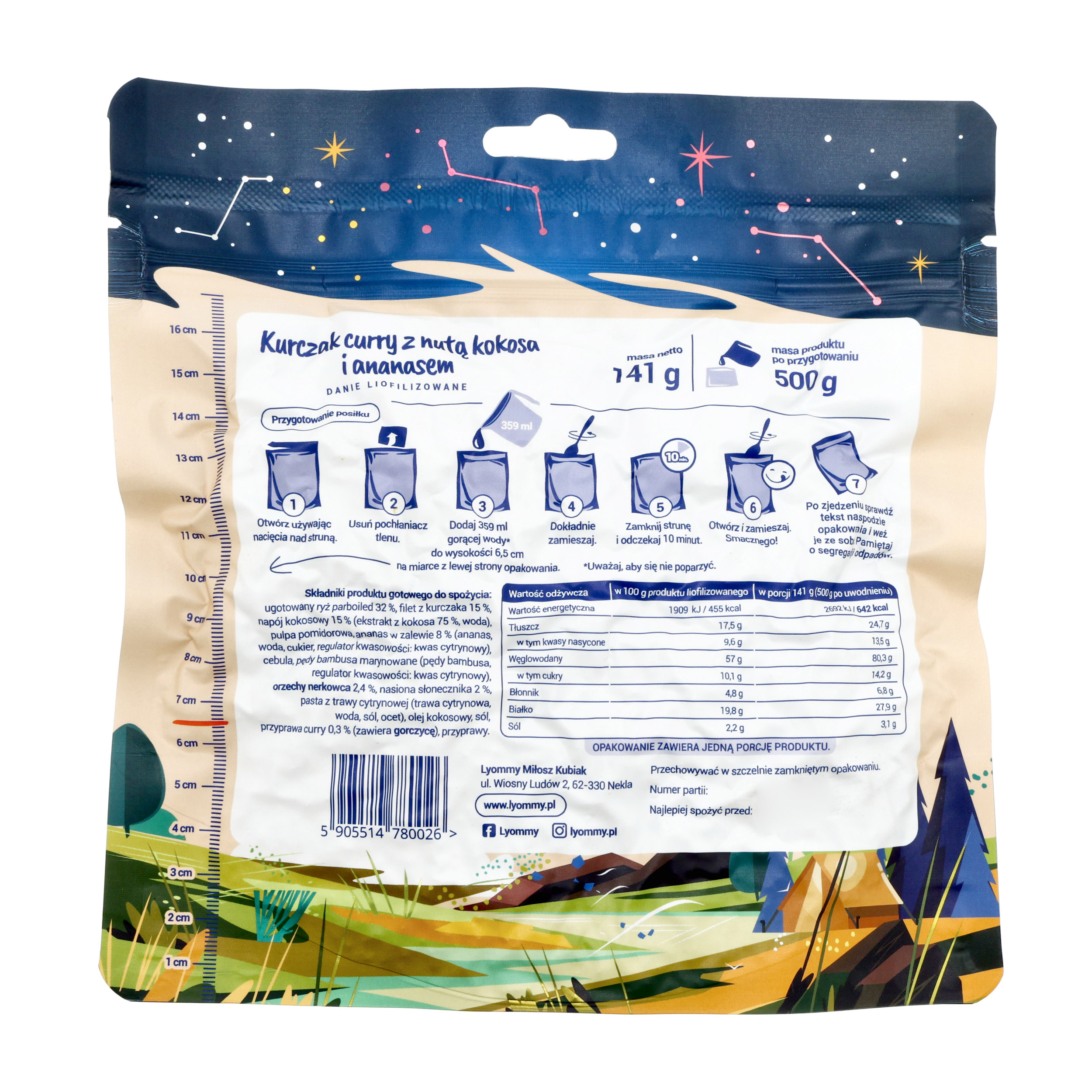Żywność liofilizowana Lyommy Kurczak curry z nutą kokosa i ananasem 500 g - obrazek 2