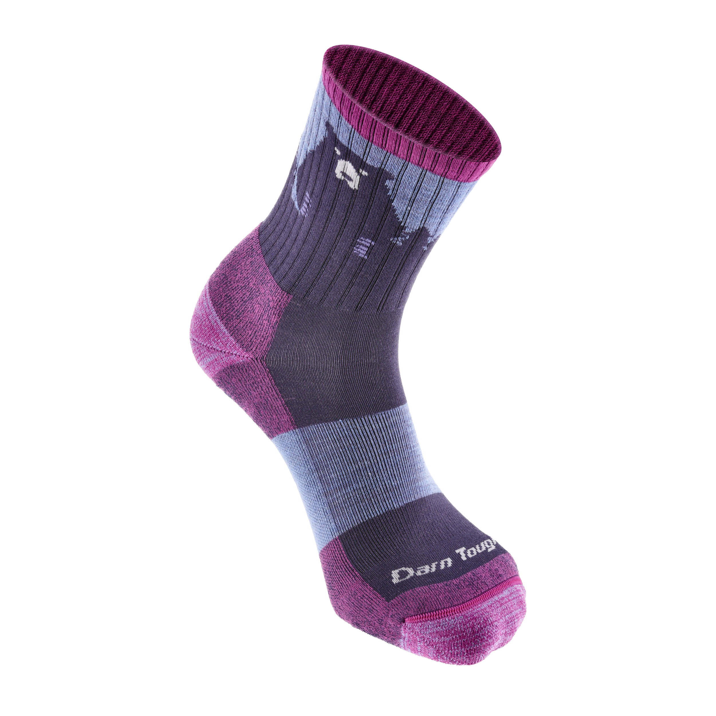 Skarpety trekkingowe damskie Darn Tough Bear Town Purple 35-37.5 - obrazek 3