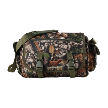 Raportówka Forsport myśliwska RL3KA z siedziskiem kamuflaż, kamuflaż leśny, haft jeleń ryczy w trawie,