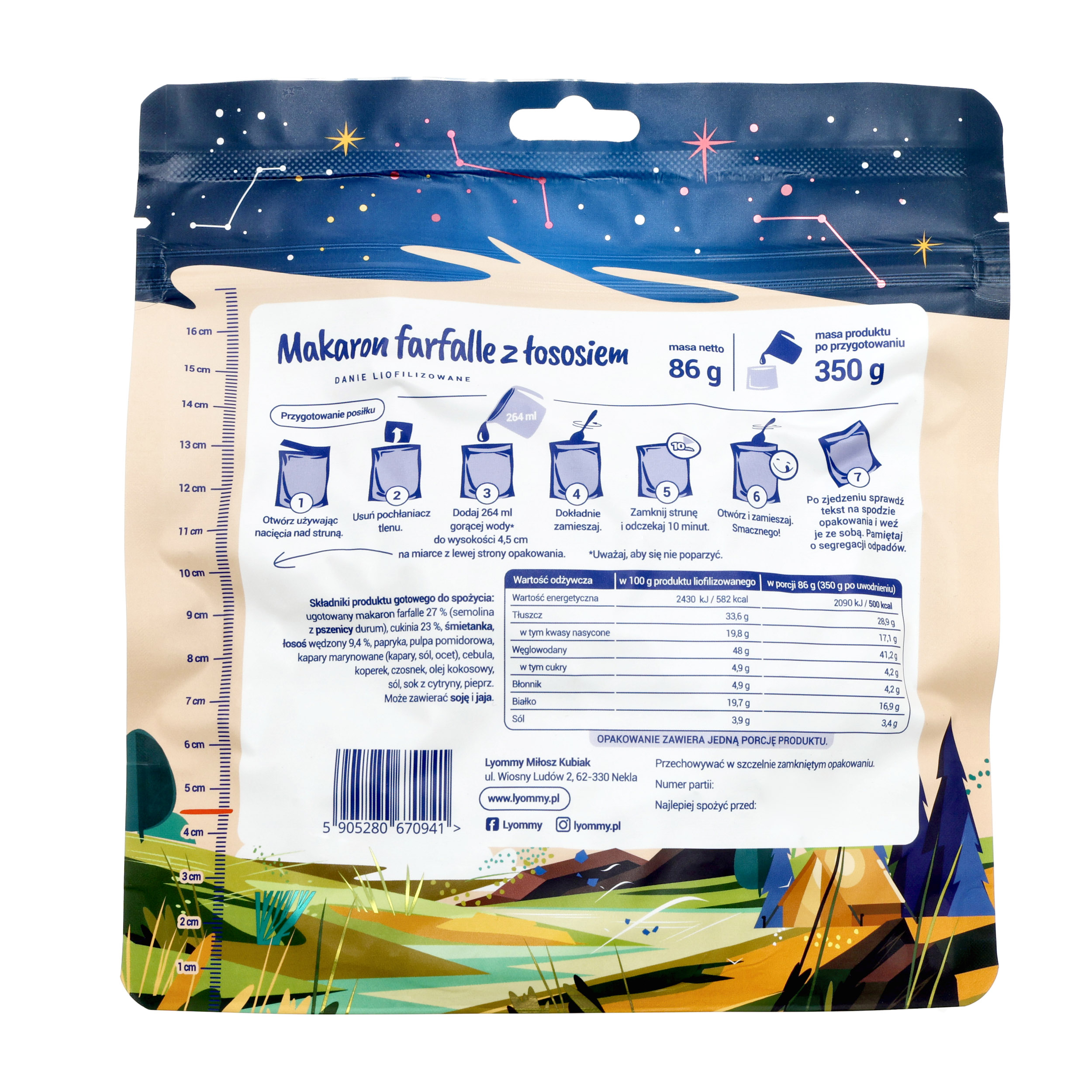 Żywność liofilizowana Lyommy Makaron farfalle z łososiem 350 g - obrazek 2