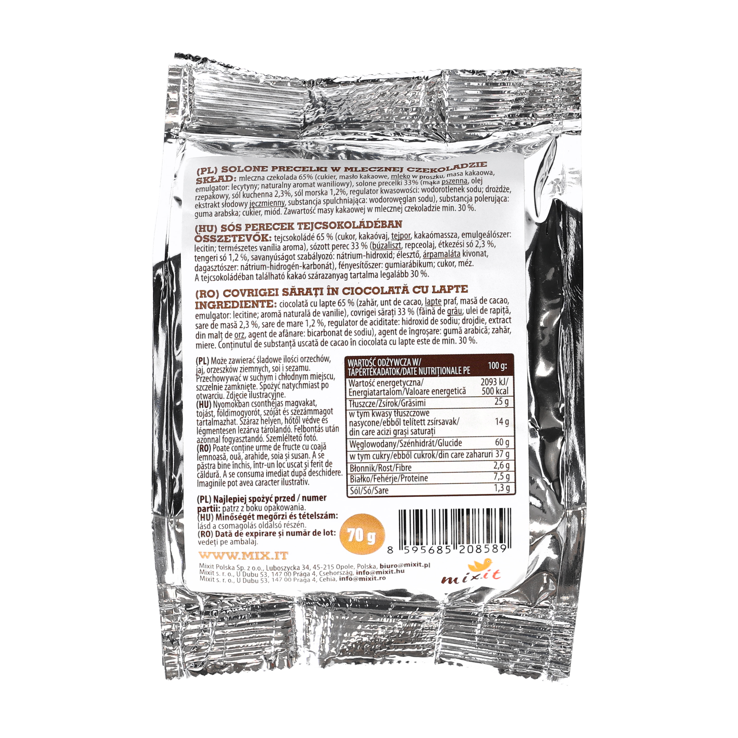 Precelki Mixit do kieszeni mleczna czekolada 70 g - obrazek 2