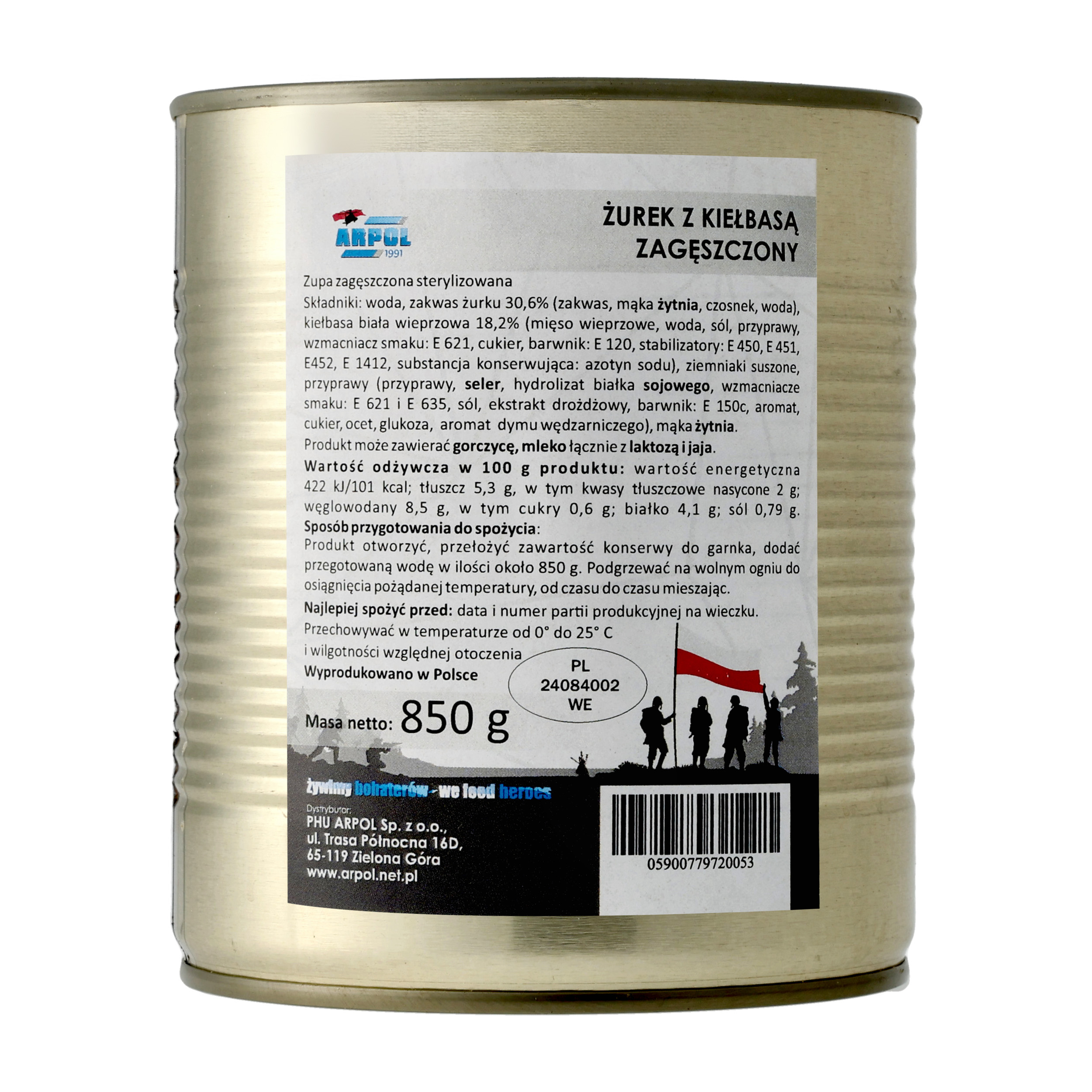 Zupa Arpol żurek z kiełbasą zagęszczony 850 g