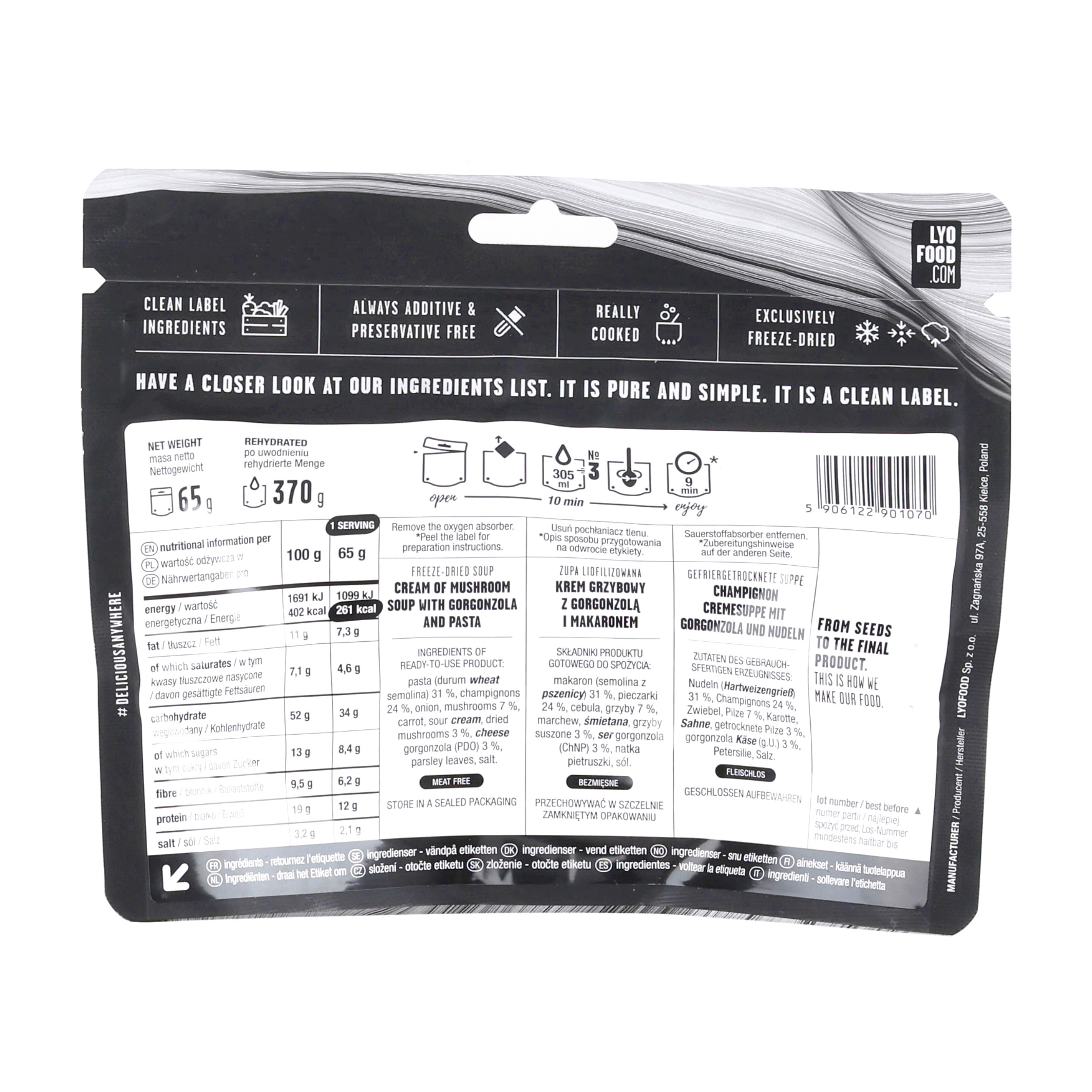Żywność liofilizowana LYOFOOD Kremowa zupa grzybowa 370 g - obrazek 2