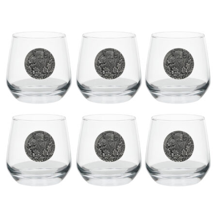 Szklanki do whisky Golden Fox Luna Dzik zdobione odlewanym elementem 6 szt.