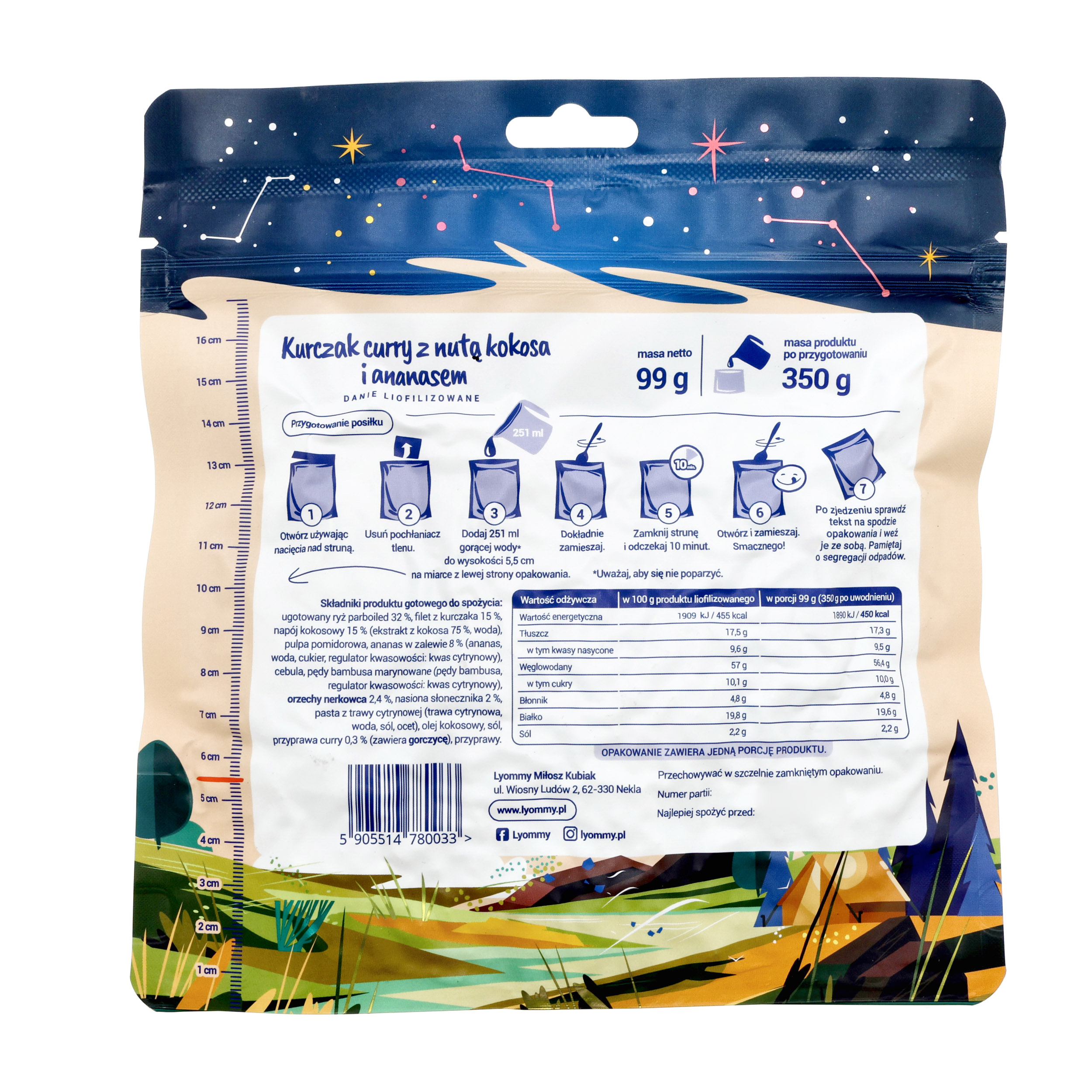 Żywność liofilizowana Lyommy Kurczak curry z nutą kokosa i ananasem 350 g - obrazek 2
