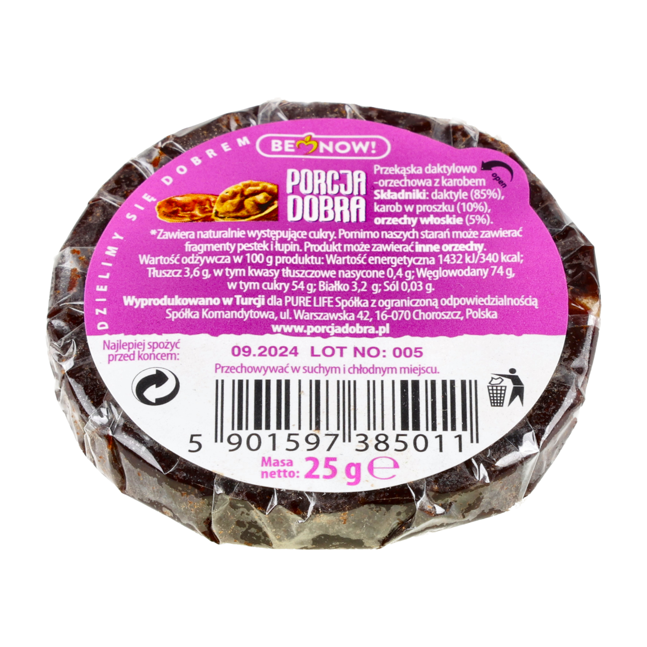 Przekąska Porcja Dobra daktylowo-orzechowa z karobem 25 g - obrazek 2
