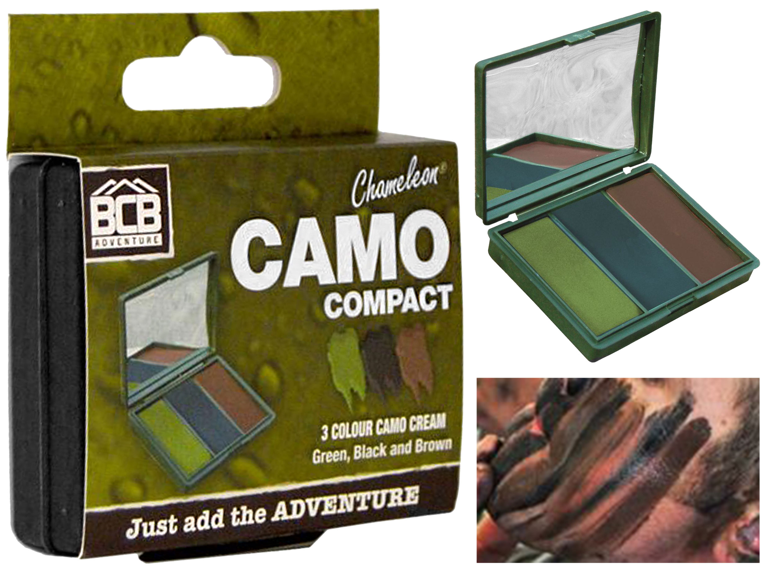Pasta, farba do kamuflażu BCB Chameleon 3-kolorowa z lusterkiem - obrazek 6