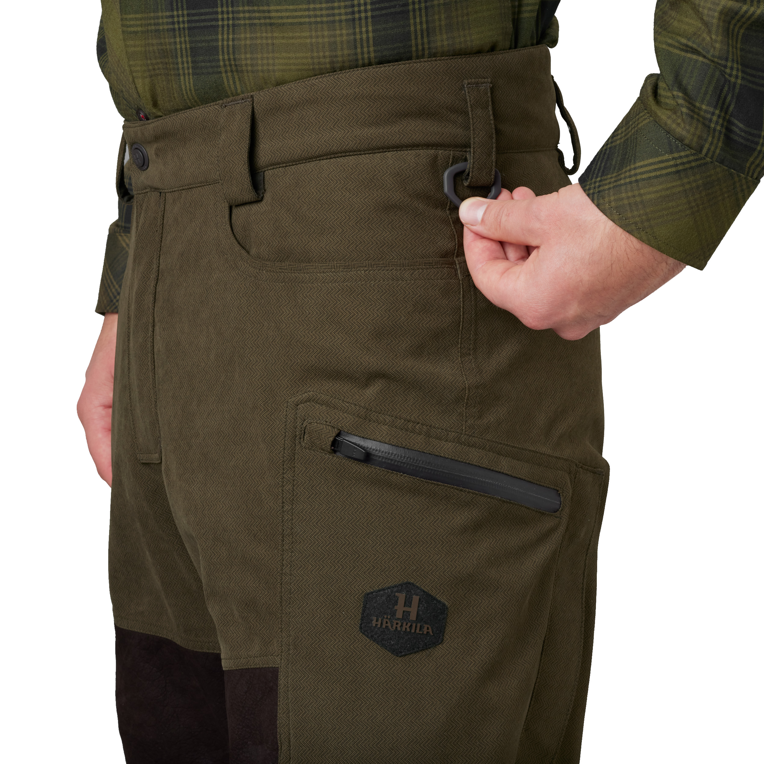 Spodnie męskie Härkila Driven Hunt HWS leather Willow green, shadow brown 50 - obrazek 5