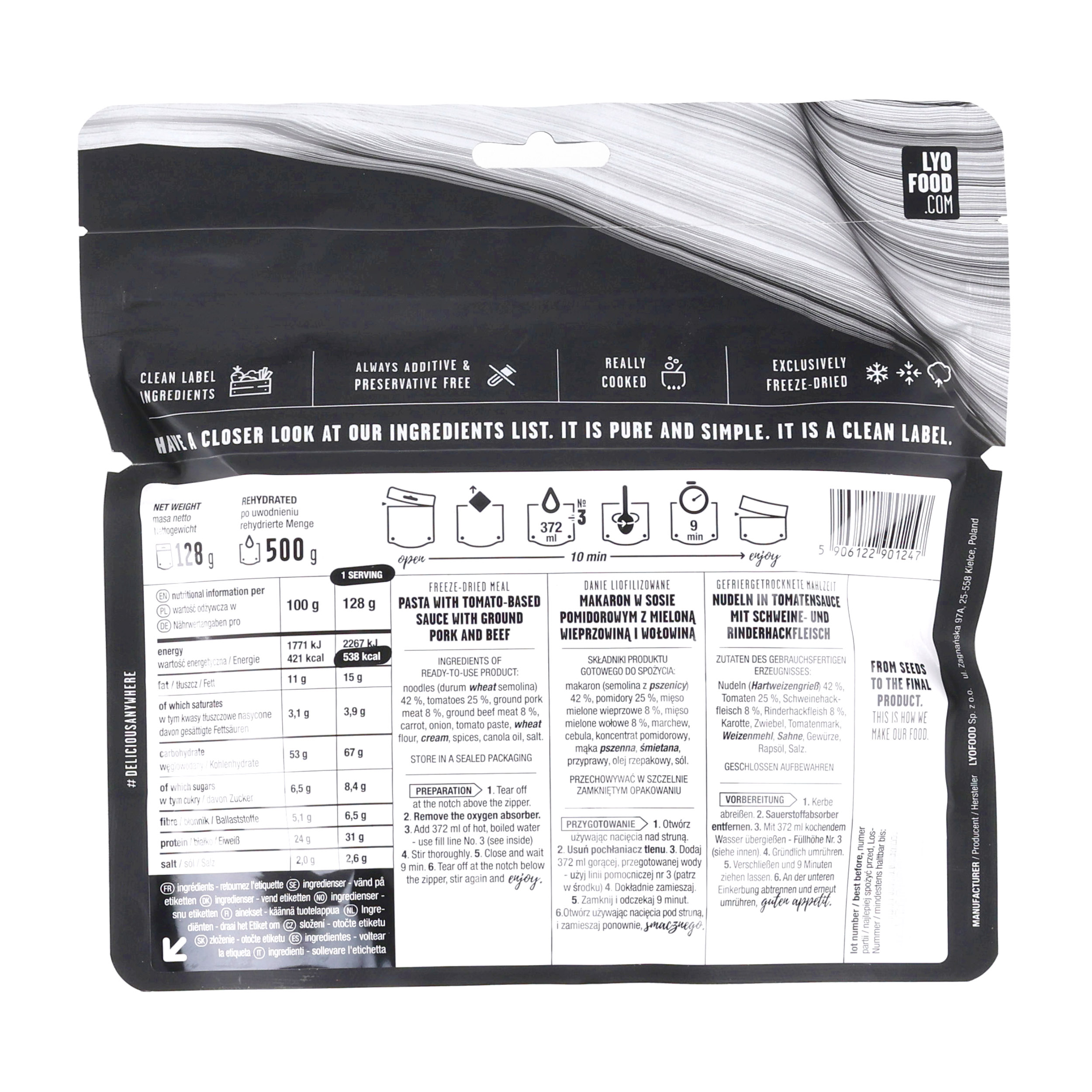 Żywność liofilizowana LYOFOOD Penne a la bolognese 500 g - obrazek 2