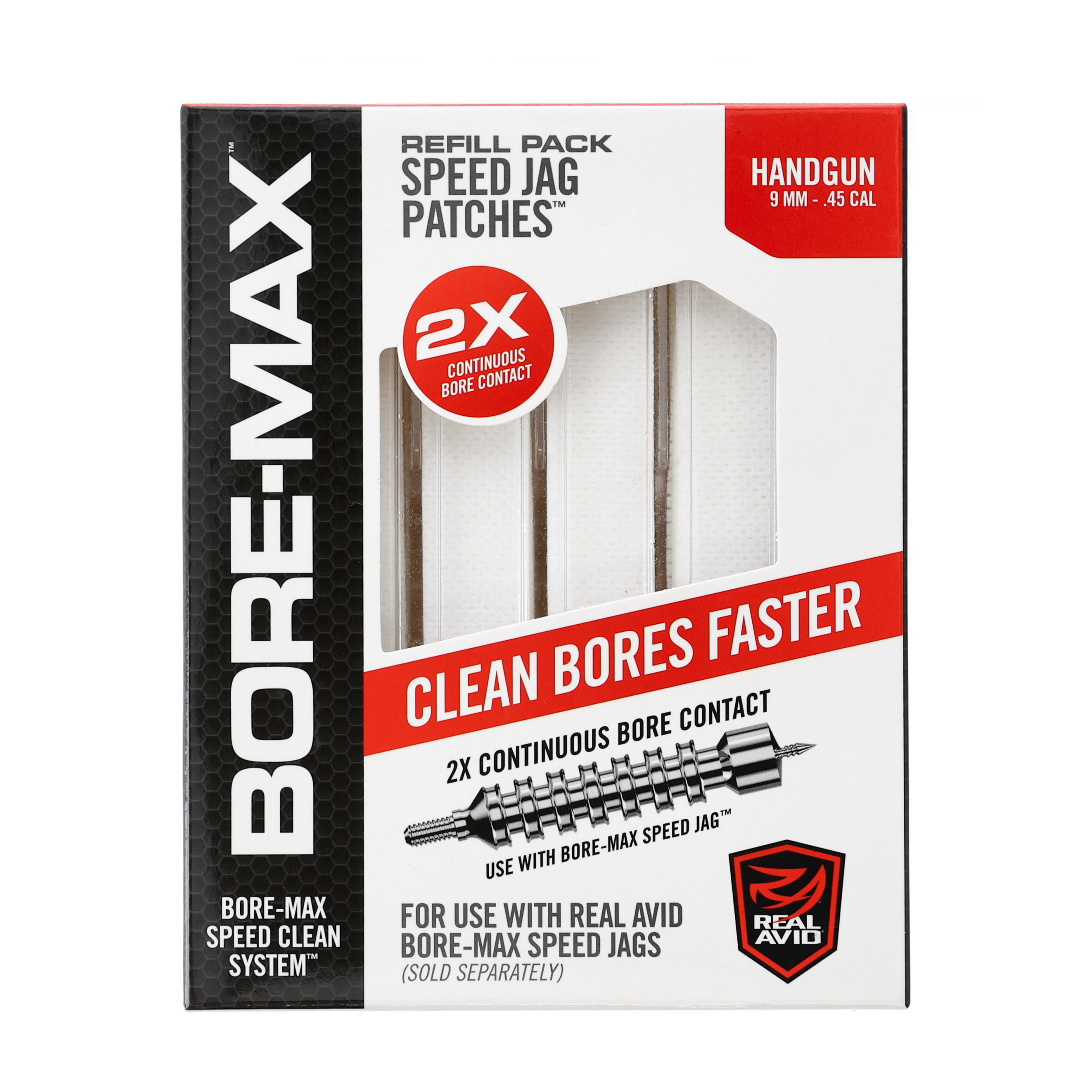 Zestaw przecieraków do broni Real Avid Bore-Max Speed Jag Patches 9 mm .45 250 szt. AVBMPATCH4L - obrazek 2