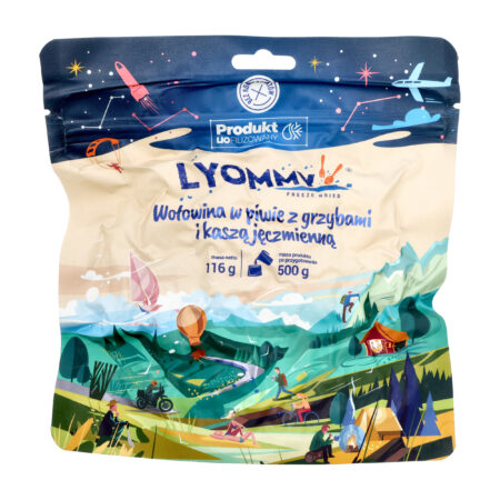 Żywność liofilizowana Lyommy Wołowina w piwie z grzybami i kaszą jęczmienną 500 g