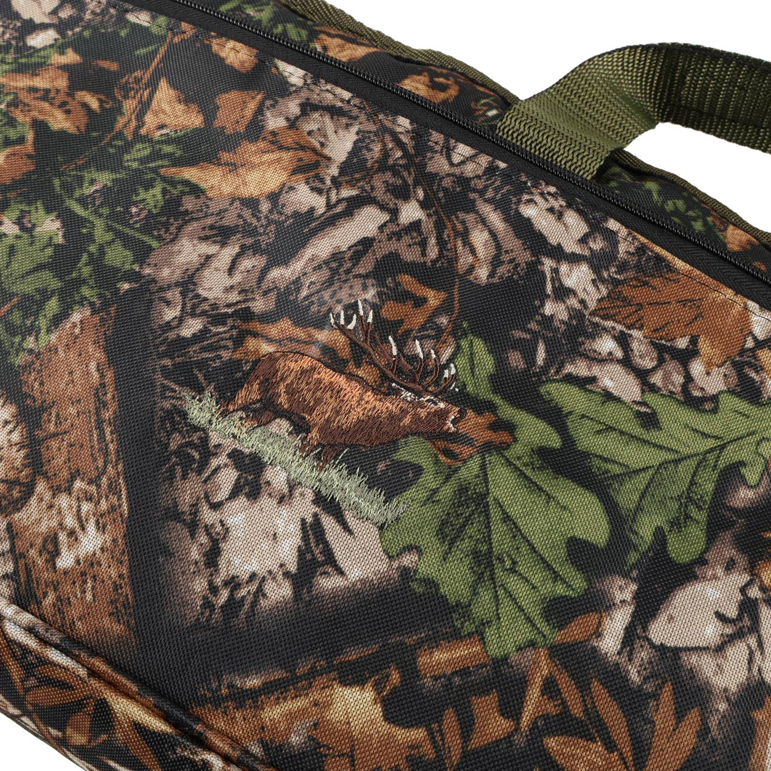 Pokrowiec na broń LPDK2KAM 03 1,25m, kolor kamuflaż leśny, haft jeleń ryczy w trawie, długa kieszeń - obrazek 5