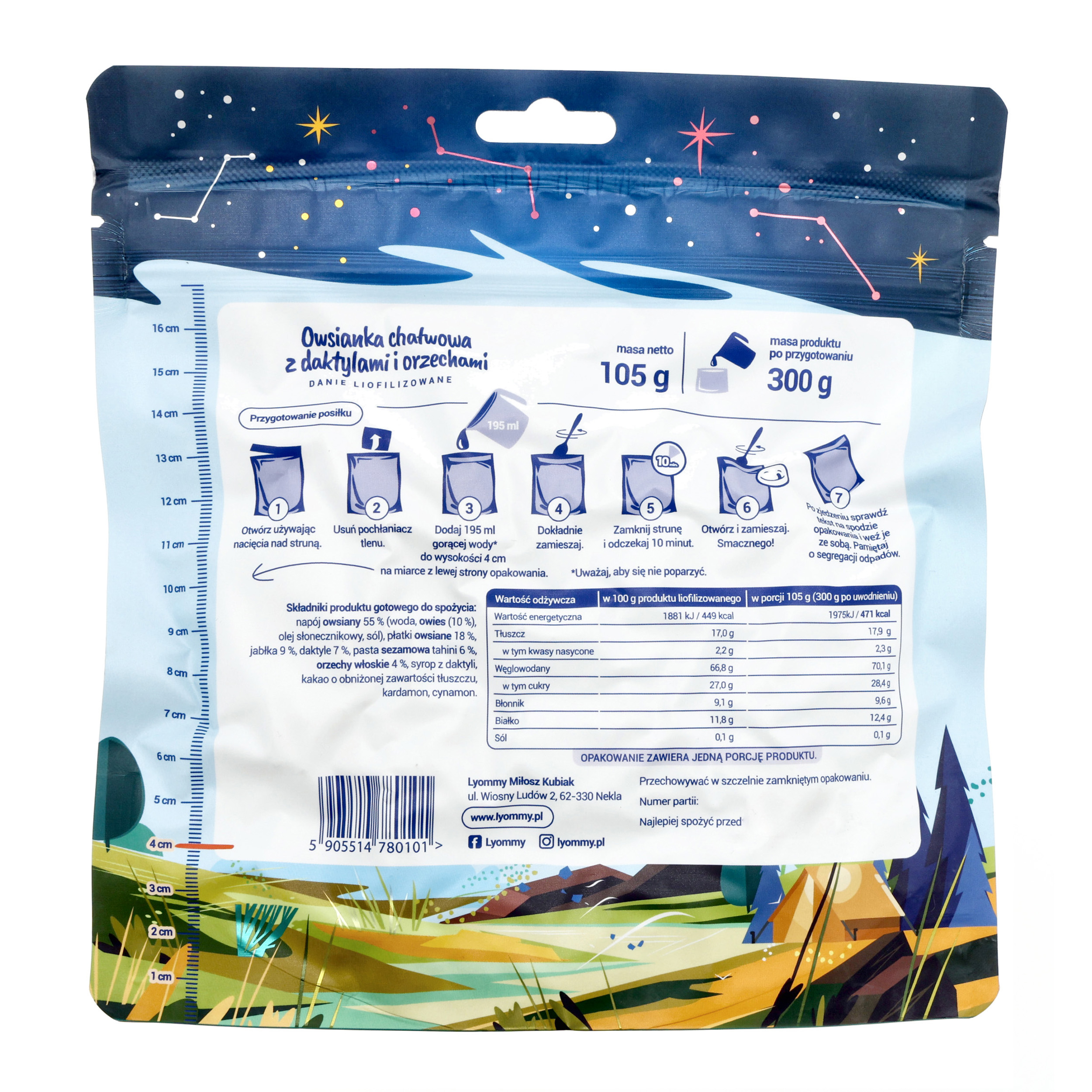 Żywność liofilizowana Lyommy Owsianka chałwowa z daktylami i orzechami - obrazek 2