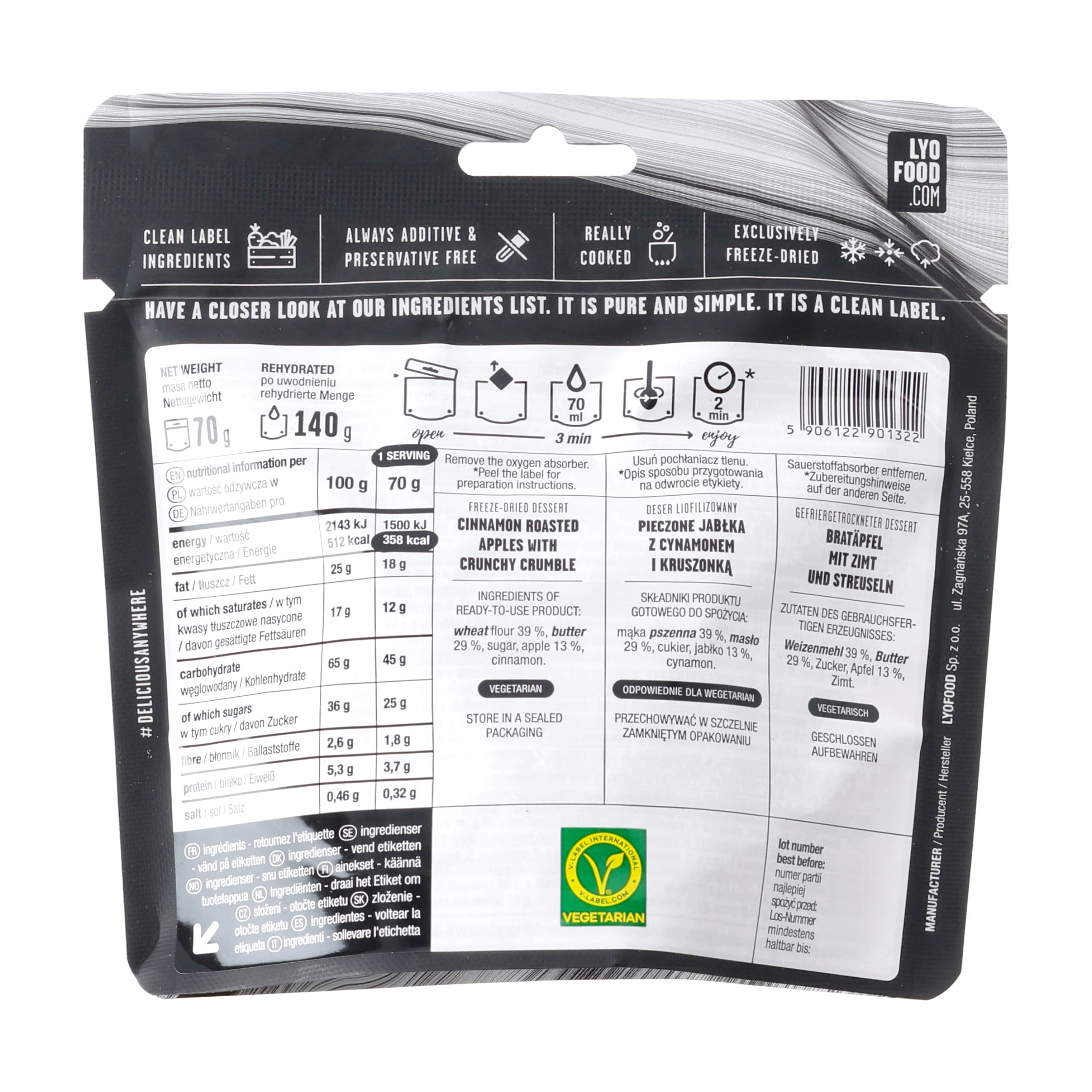 Żywność liofilizowana LYOFOOD Kruszonka z Jabłkiem 140 g - obrazek 2