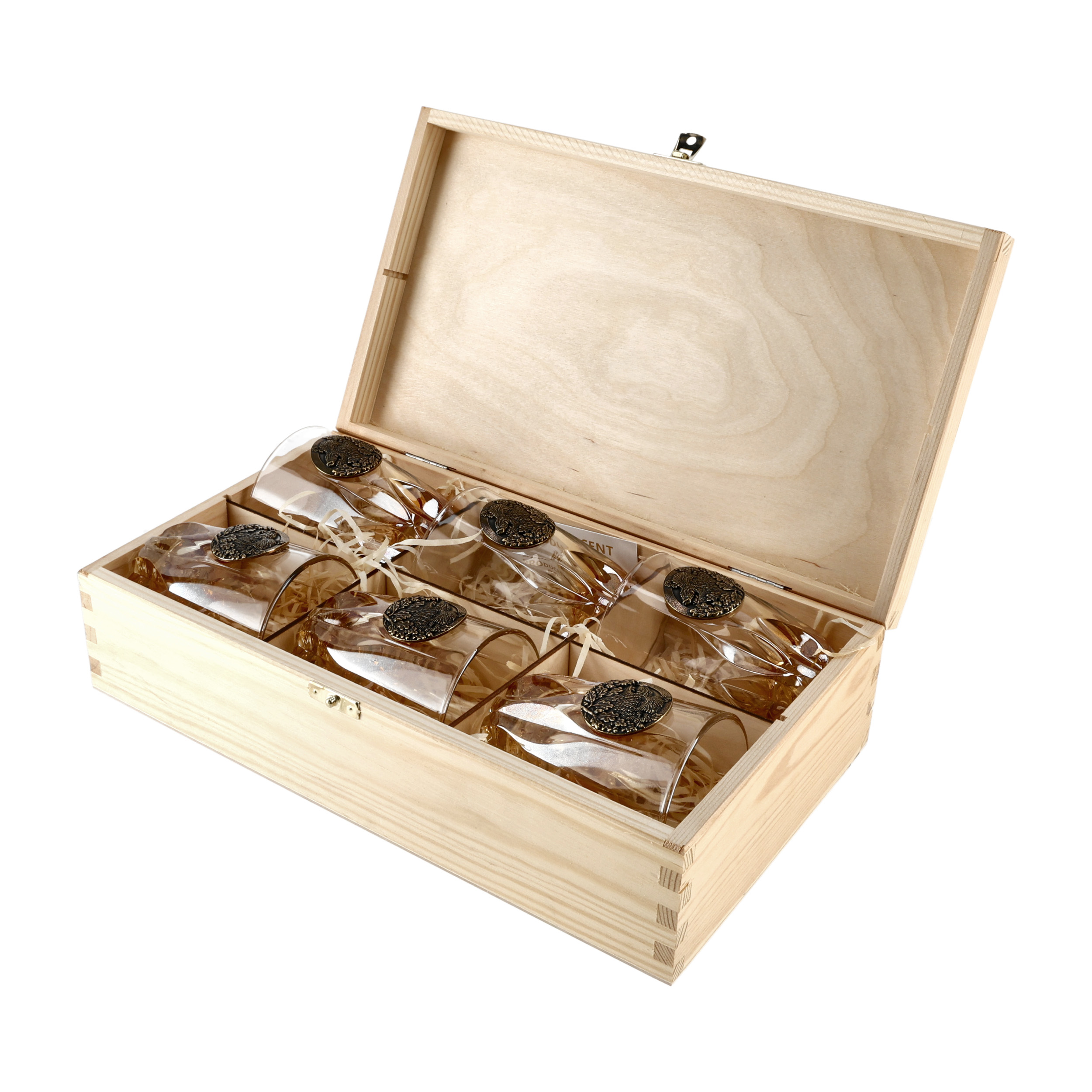 Szklanki do whisky Golden Fox Fire Amber Dzik zdobione odlewanym elementem, bursztynowy natrysk 6 szt. - obrazek 5