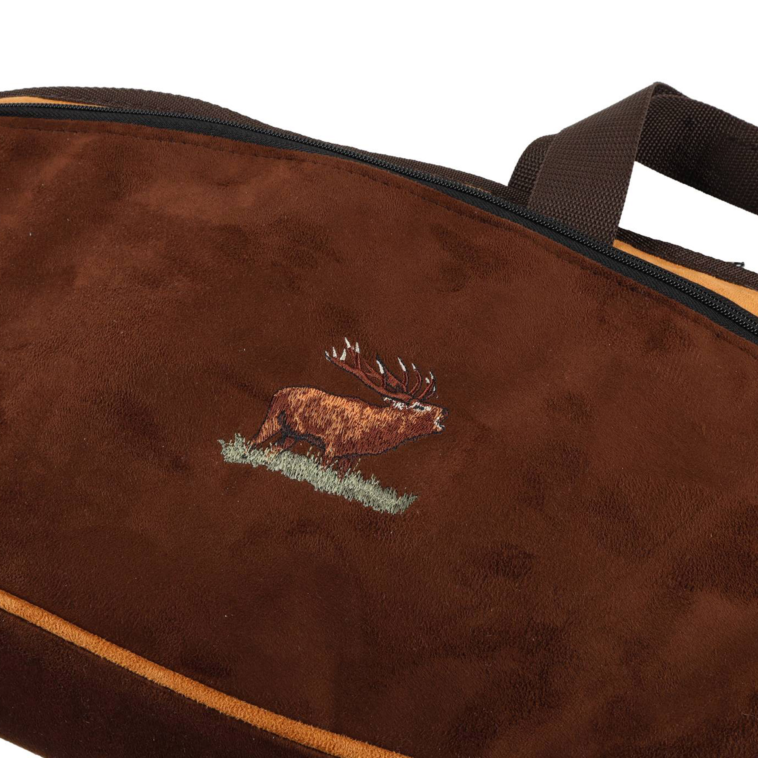 Pokrowiec na broń zamszowy L2ZPLUS K02 1,12m, kolor brązowy, haft jeleń ryczy w trawie - obrazek 5