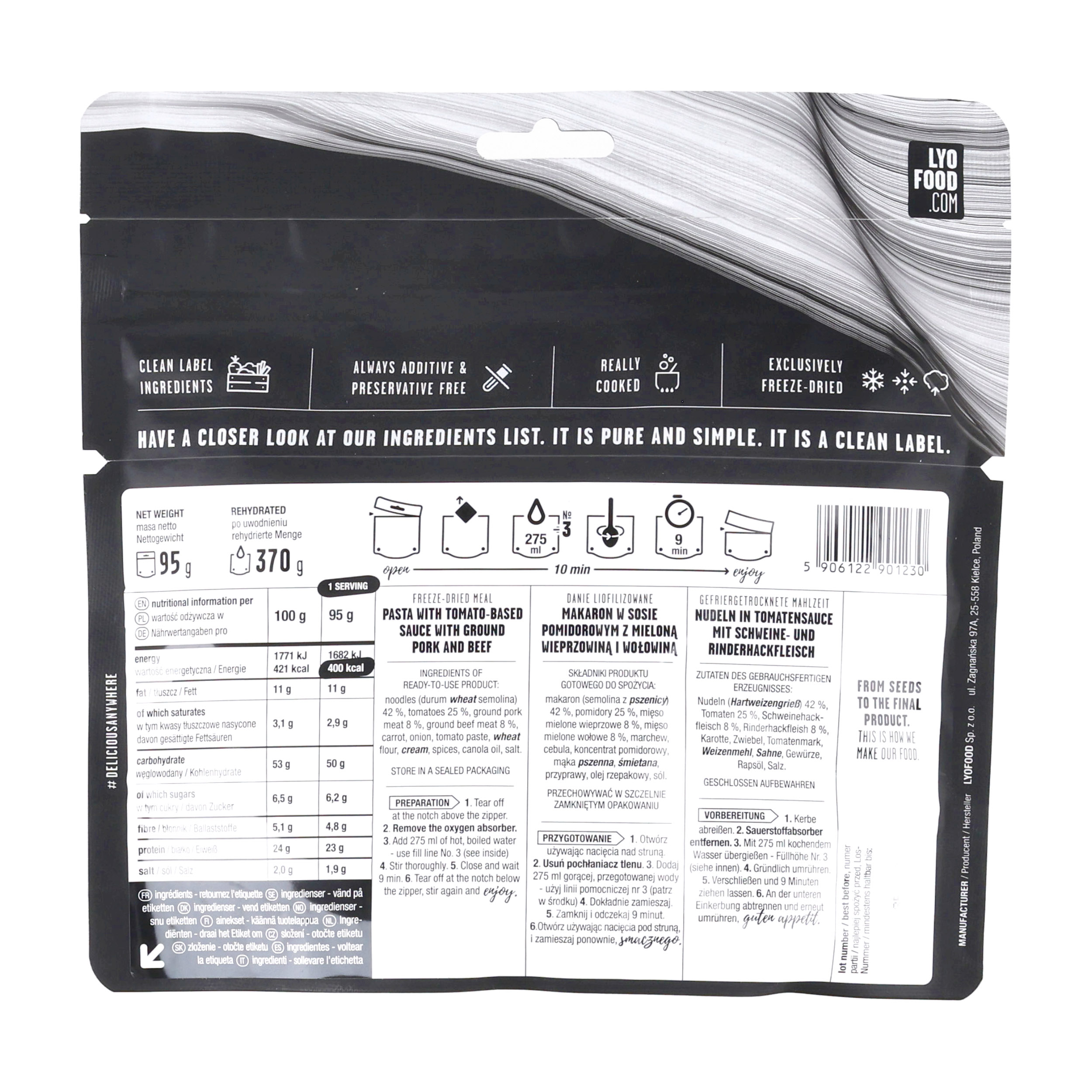 Żywność liofilizowana LYOFOOD Penne a la bolognese 370 g - obrazek 2