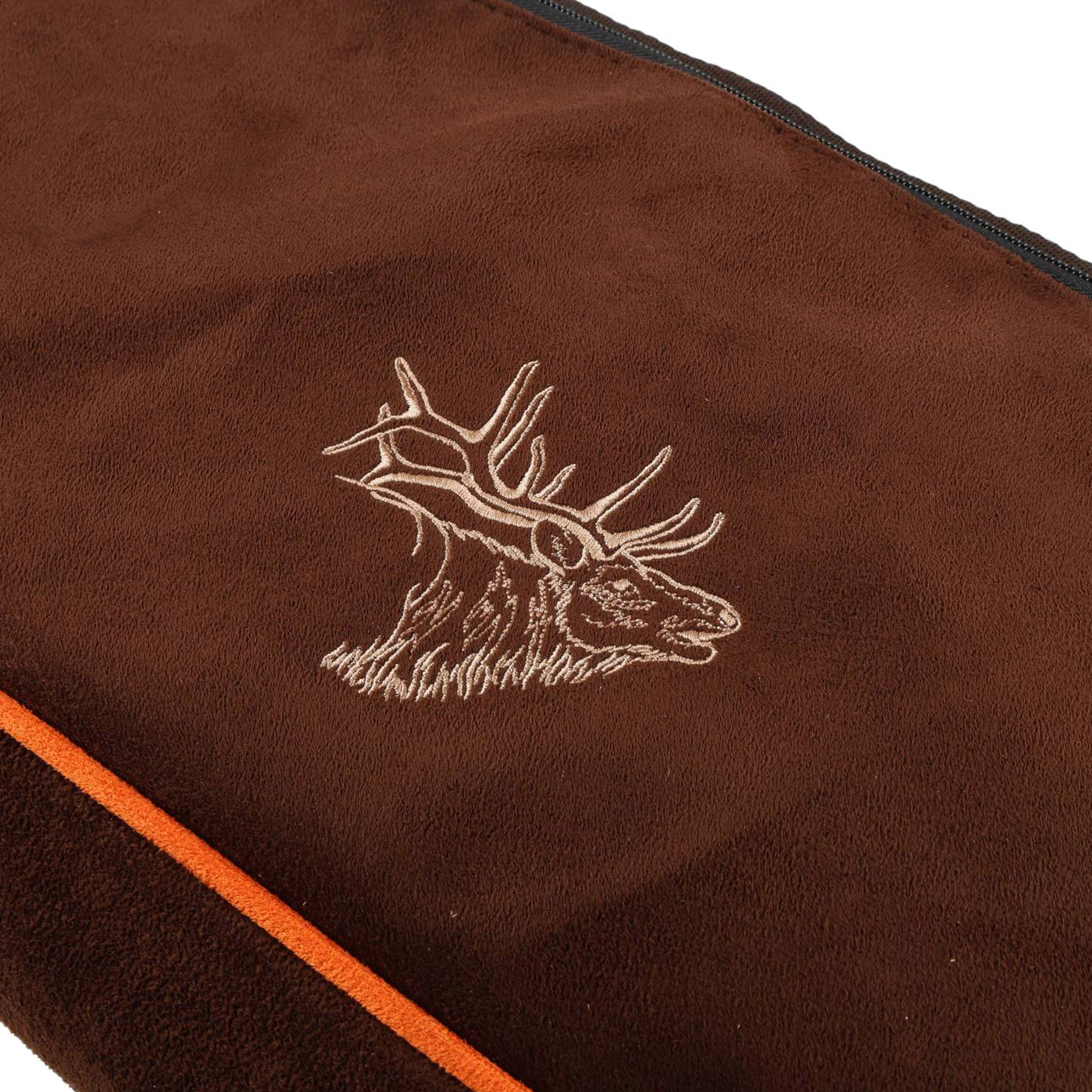 Pokrowiec Forsport na broń zamszowy L2ZPLUS 04 1,25m, kolor brązowy/ pomarańczowy, haft głowa jelenia bezowa - obrazek 5