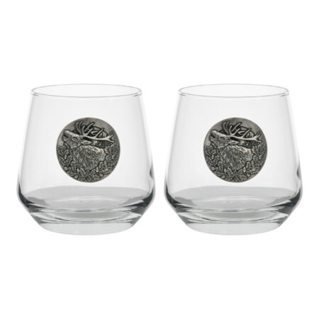 Szklanki do whisky Golden Fox Luna Jeleń zdobione odlewanym elementem 2szt.