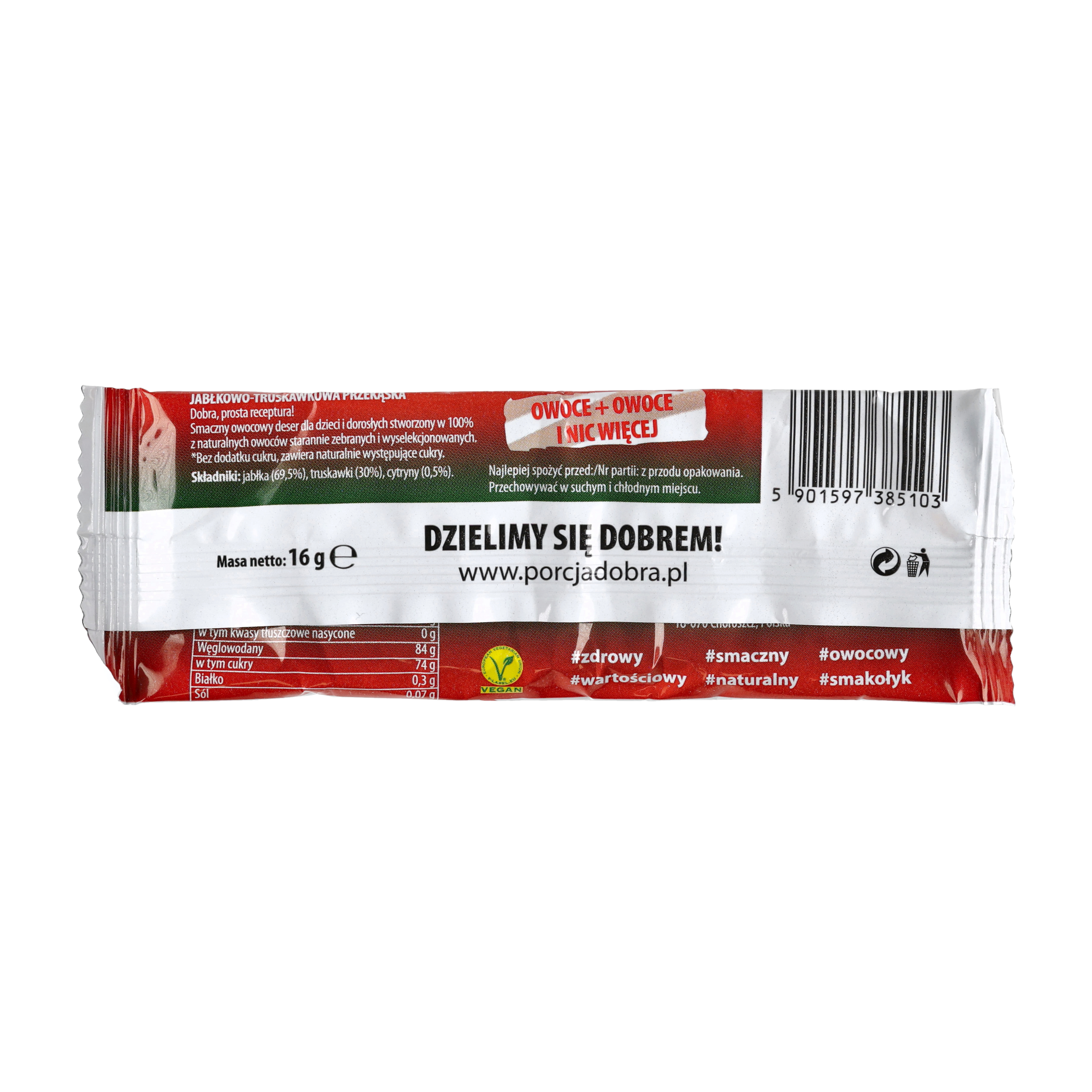 Przekąska Porcja Dobra jabłkowo-truskawkowa 16g - obrazek 2