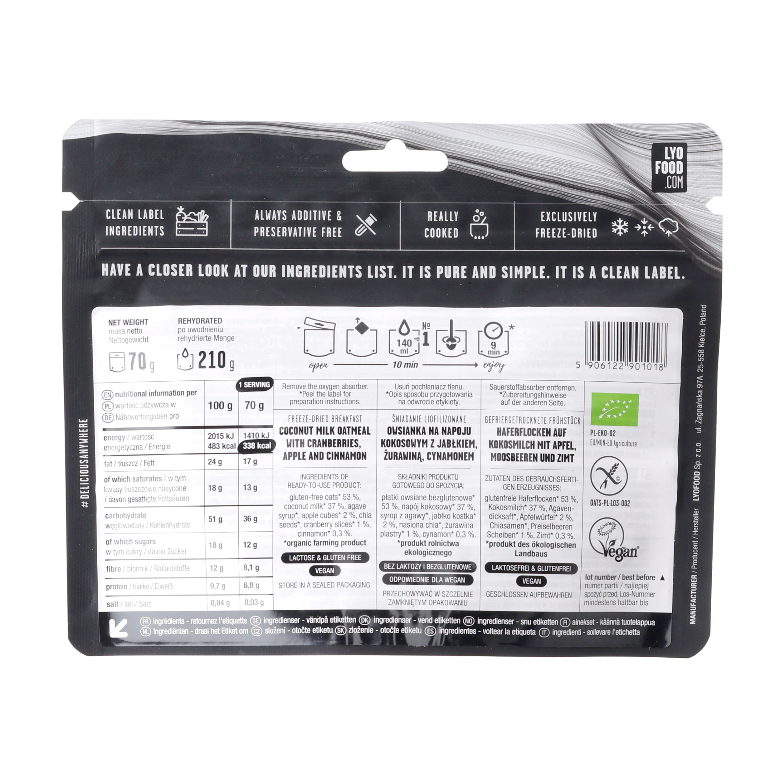 Żywność liofilizowana LYOFOOD Owsianka jabłkowo-cynamonowa 210g - obrazek 2