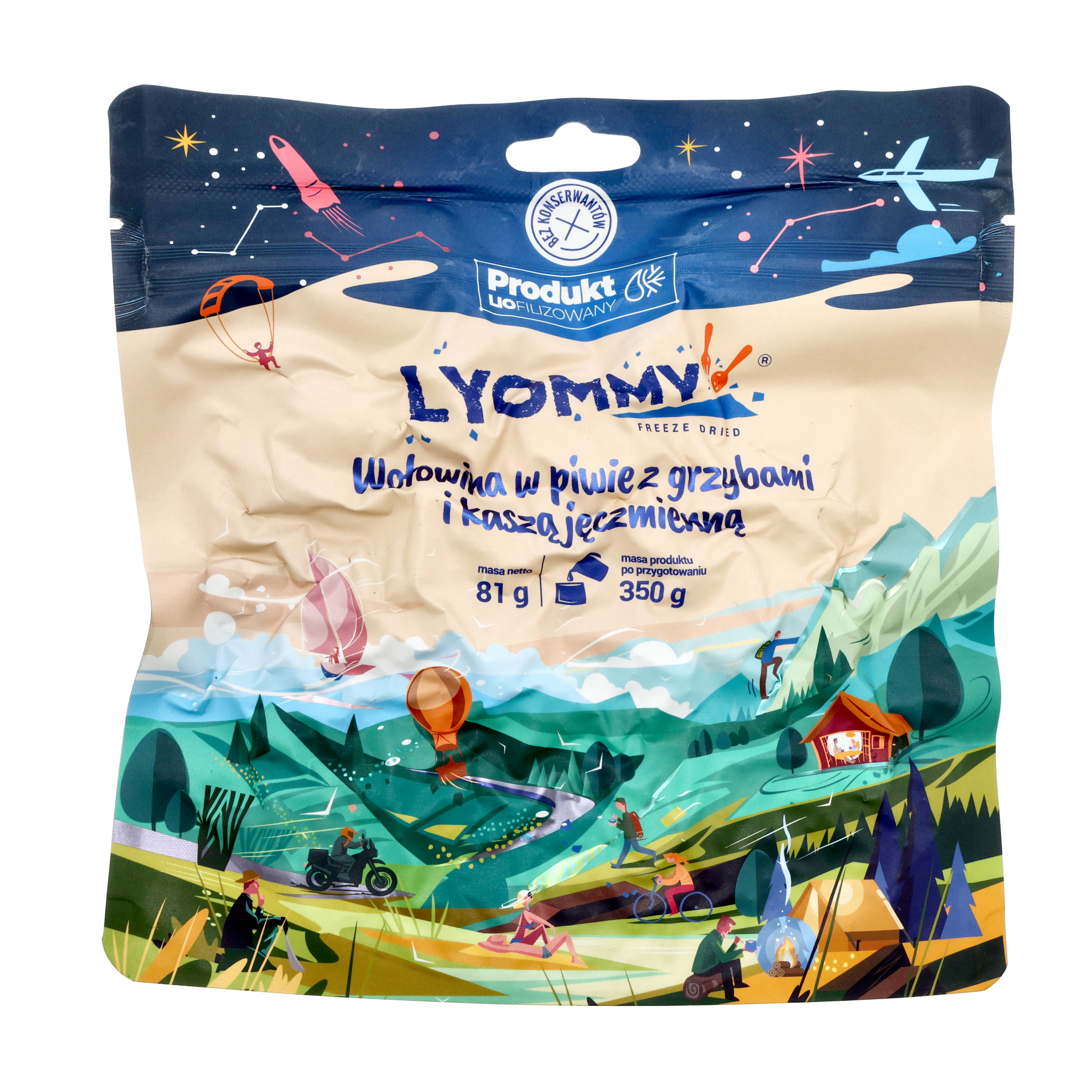 Żywność liofilizowana Lyommy Wołowina w piwie z grzybami i kaszą jęczmienną 350 g
