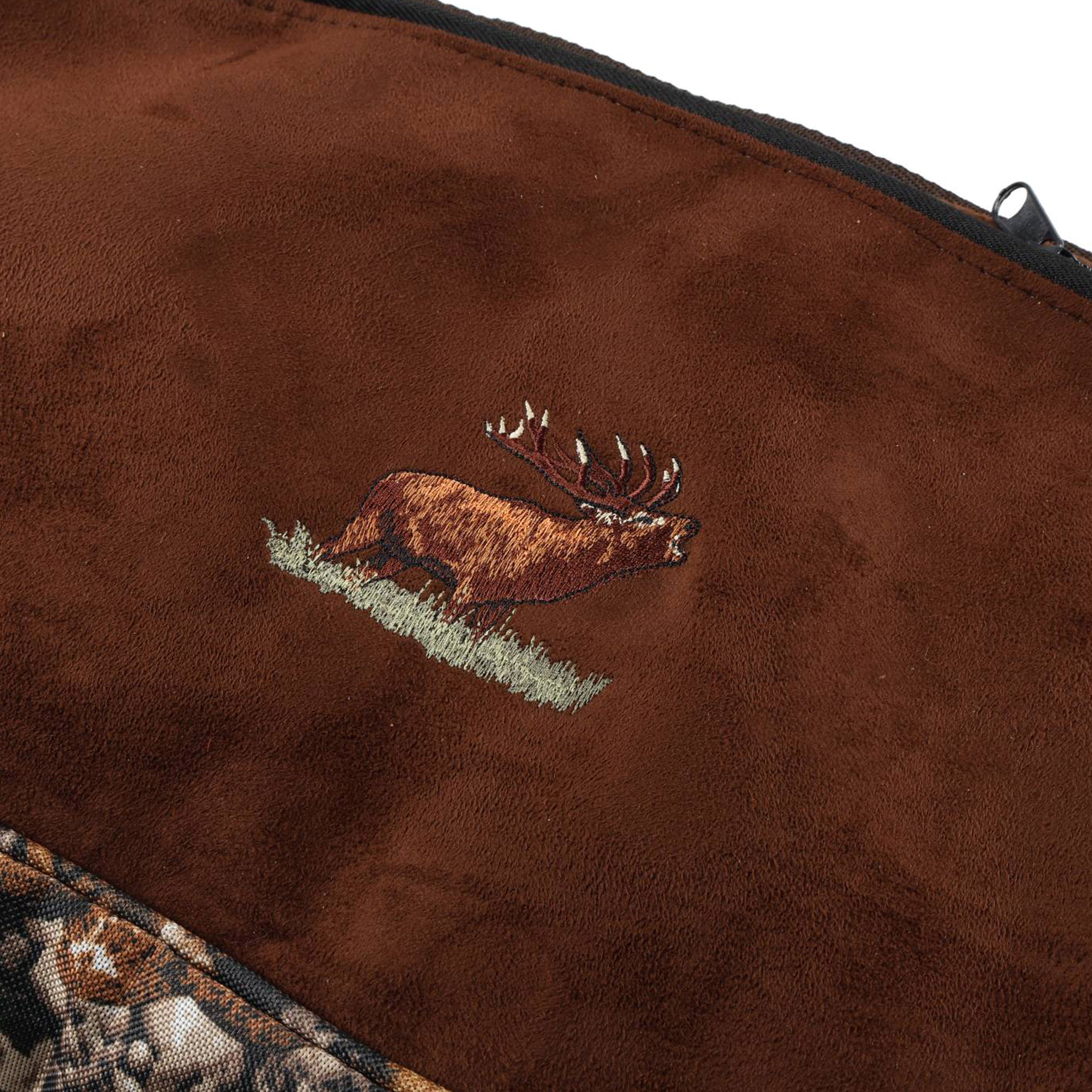 Pokrowiec Forsport na broń LPZKAM 02 1.25m, kolor kamuflaż leśny/ zamsz brąz, haft jeleń ryczy w trawie - obrazek 5