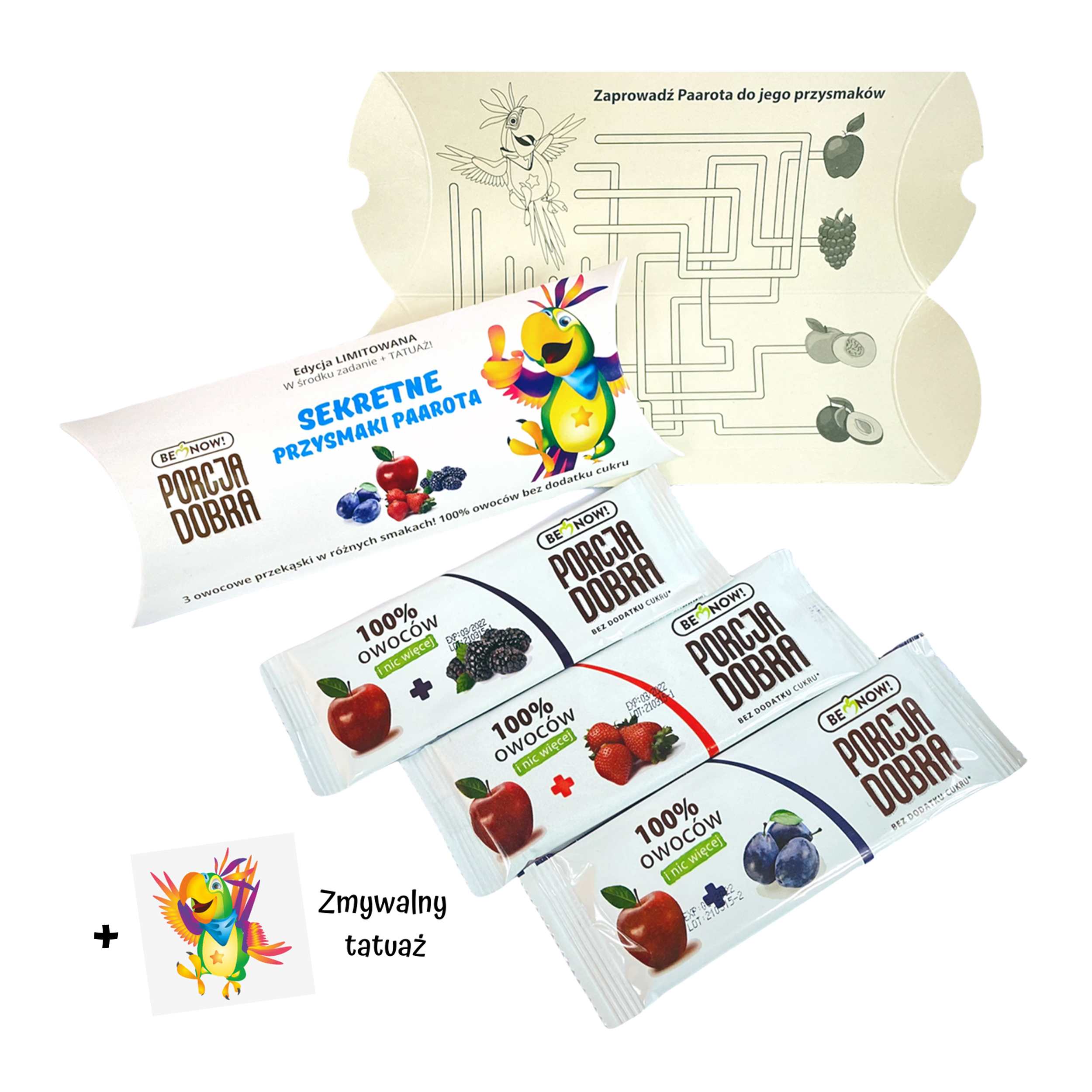 Trzypak listków Porcja Dobra z tatuażem i zadaniem Paarota - obrazek 3