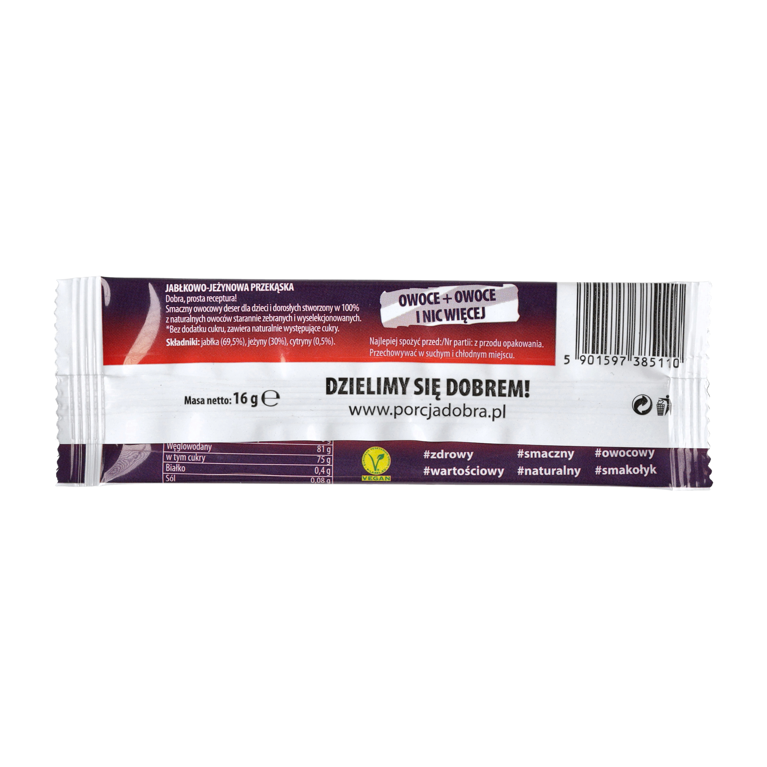 Przekąska Porcja Dobra jabłkowo-jeżynowa 16g - obrazek 2