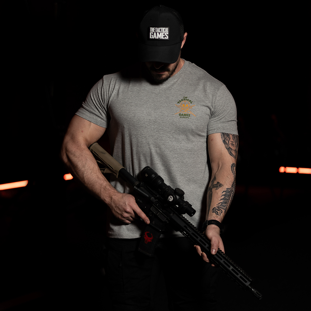 The Tactical Games Europe Skull Tshirt - back TTG Europe Skull - Grey