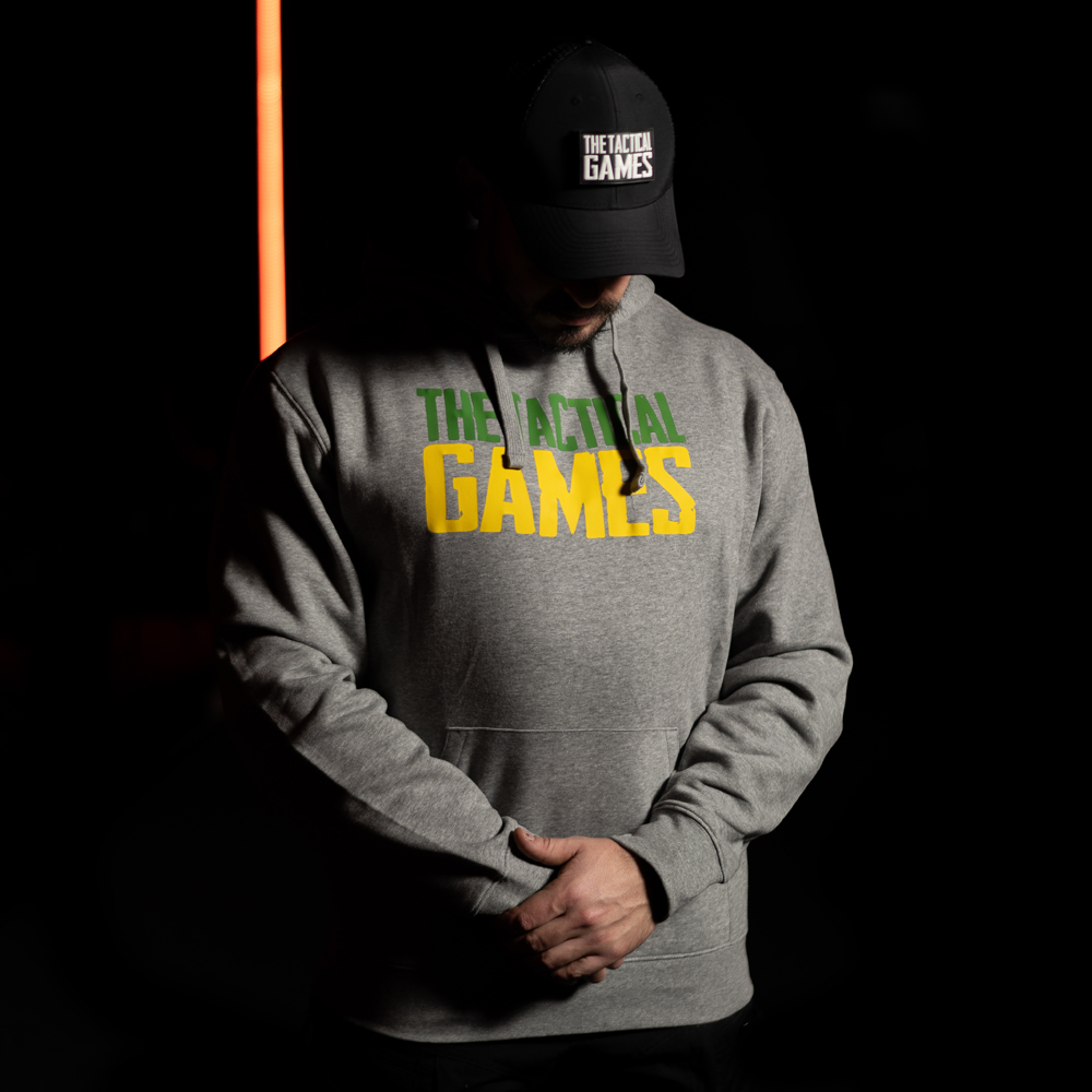 The Tactical Games Logo Hoodie - TTG Skull back – Grey – Szary